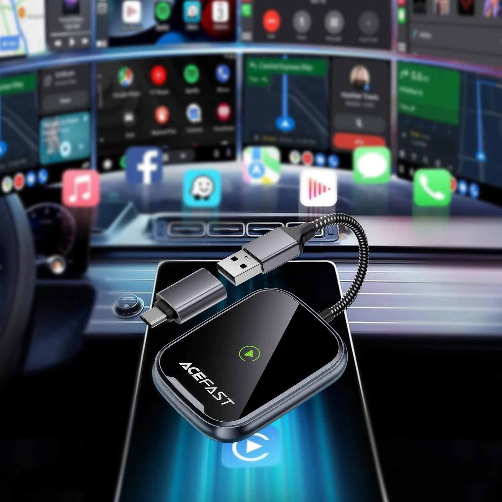 ACEFAST Wired to Wireless CarPlay Adapter