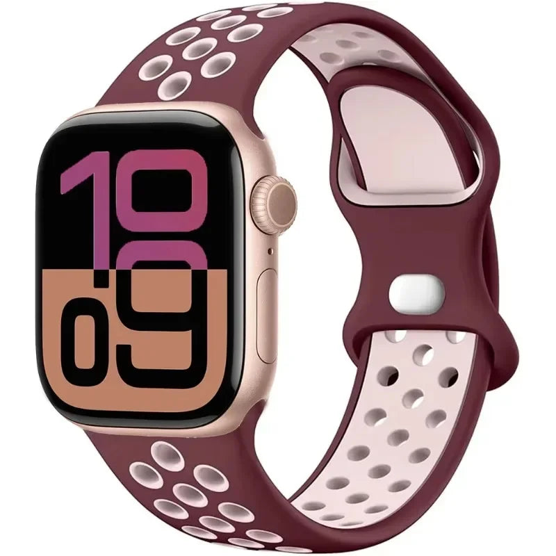Breathable Silicone Band with Perforated Ventilation for Apple Watch