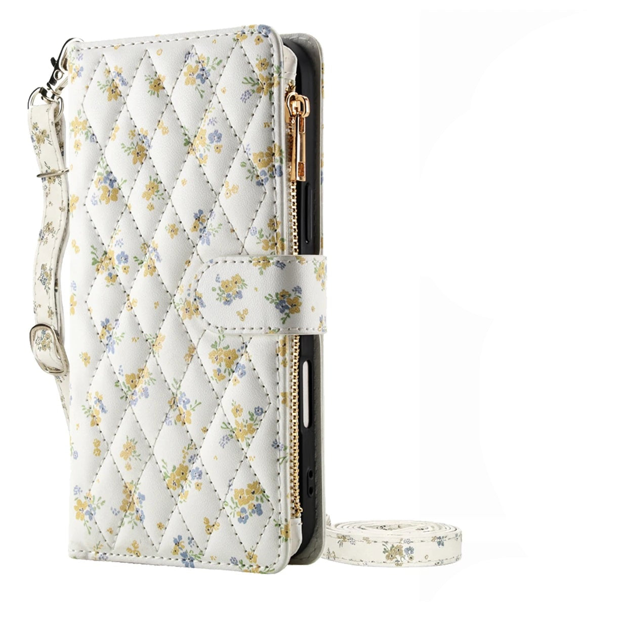 Embossed Leather Crossbody Wallet Case with Zipper Card Slot for iPhone 17 Series