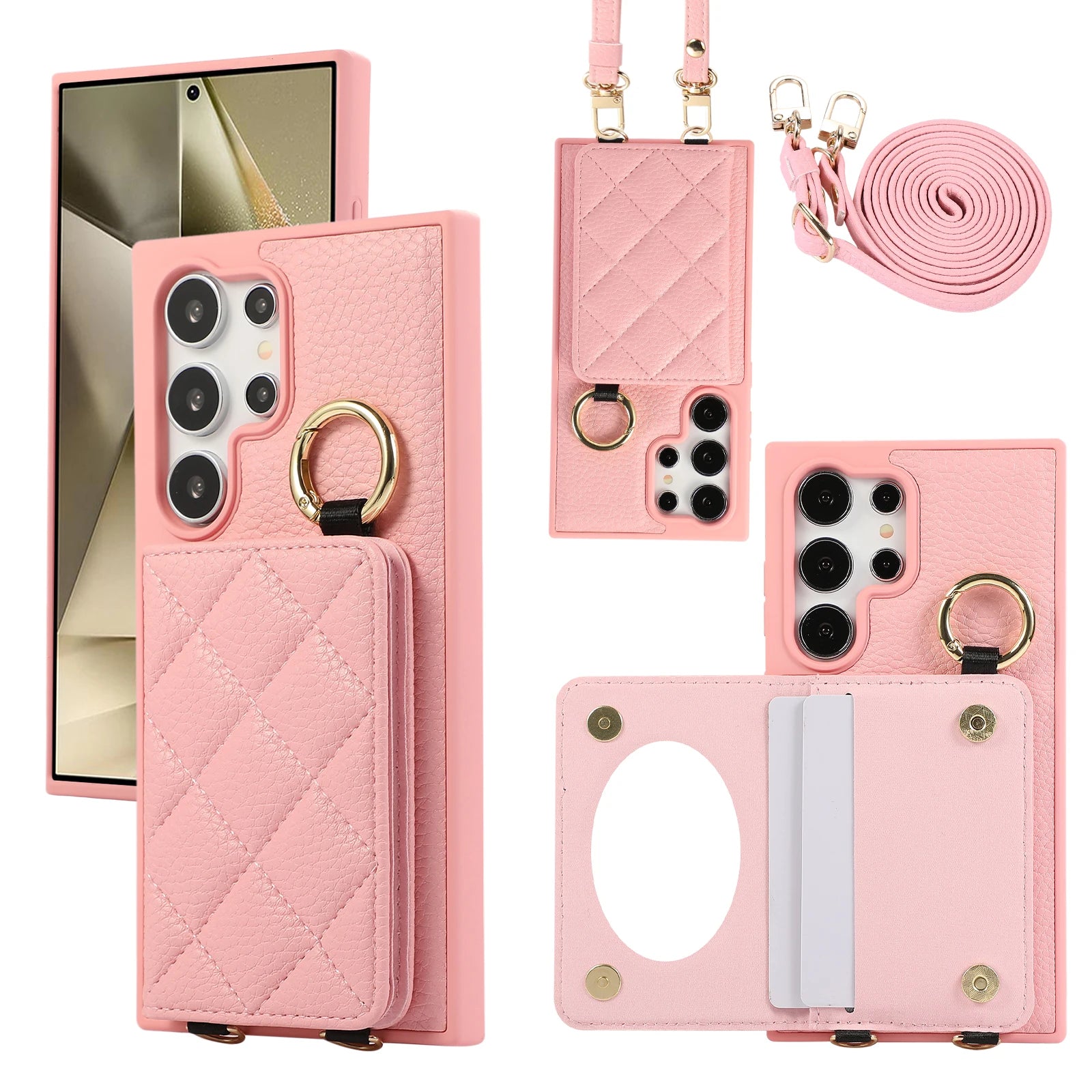 Plaid Pattern Leather Crossbody Wallet Case for Samsung Galaxy S25 Series
