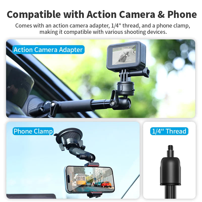 Ulanzi Go-Quick II Extendable Suction Cup Mount for Action Cameras & Smartphones