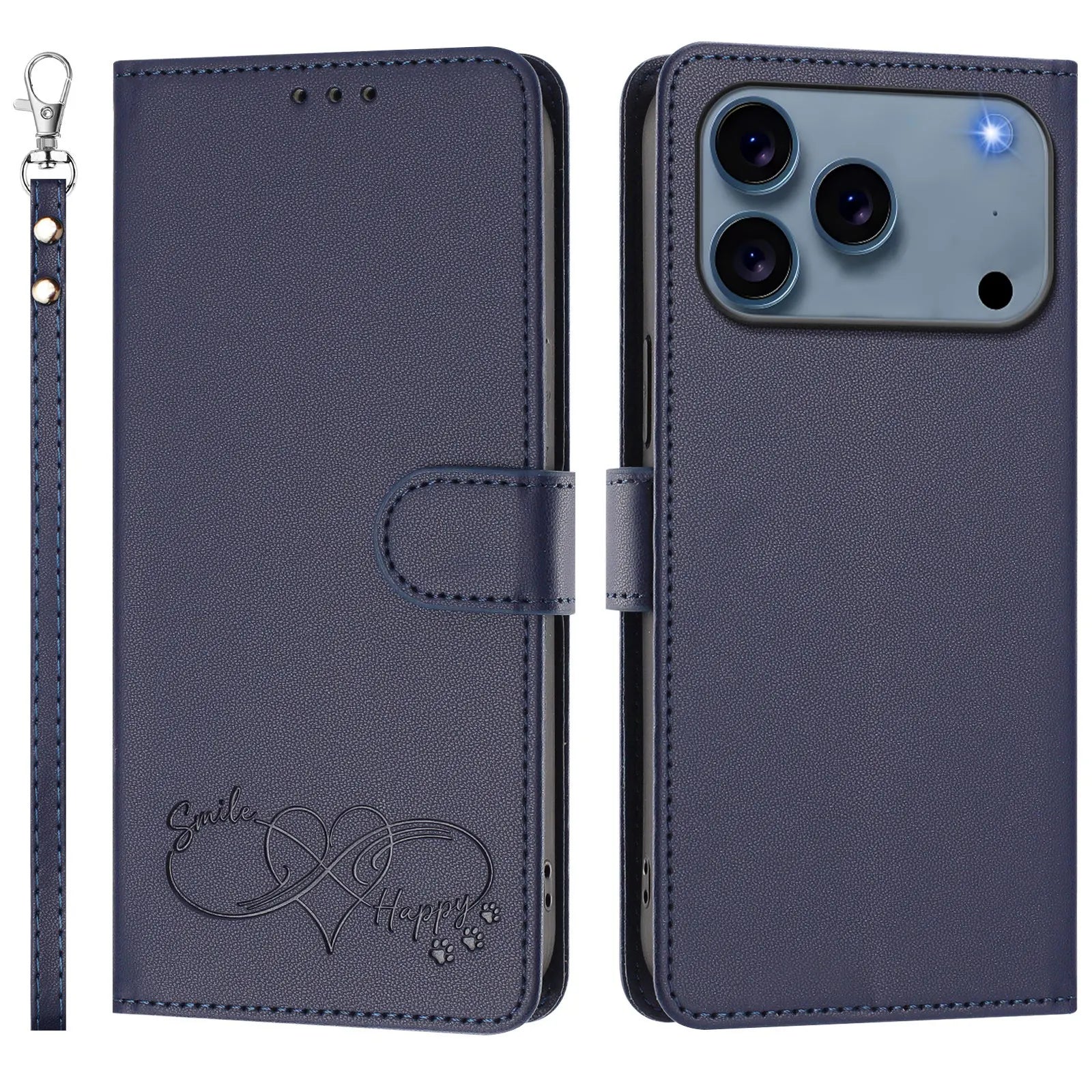 Heart Pattern Flip Wallet Case for iPhone 17 Series