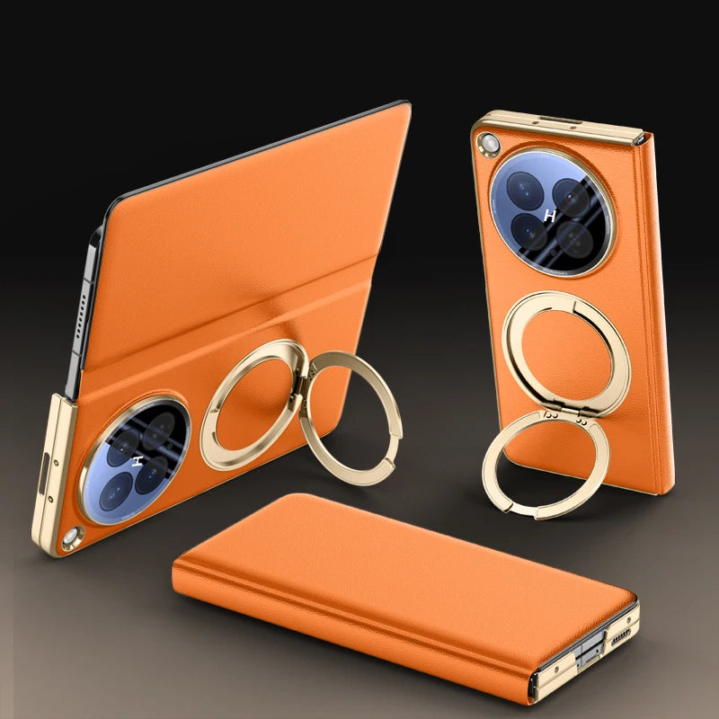 OPPO Find N6 Luxury Magnetic PU Leather Case with 360° Rotating Ring Holde