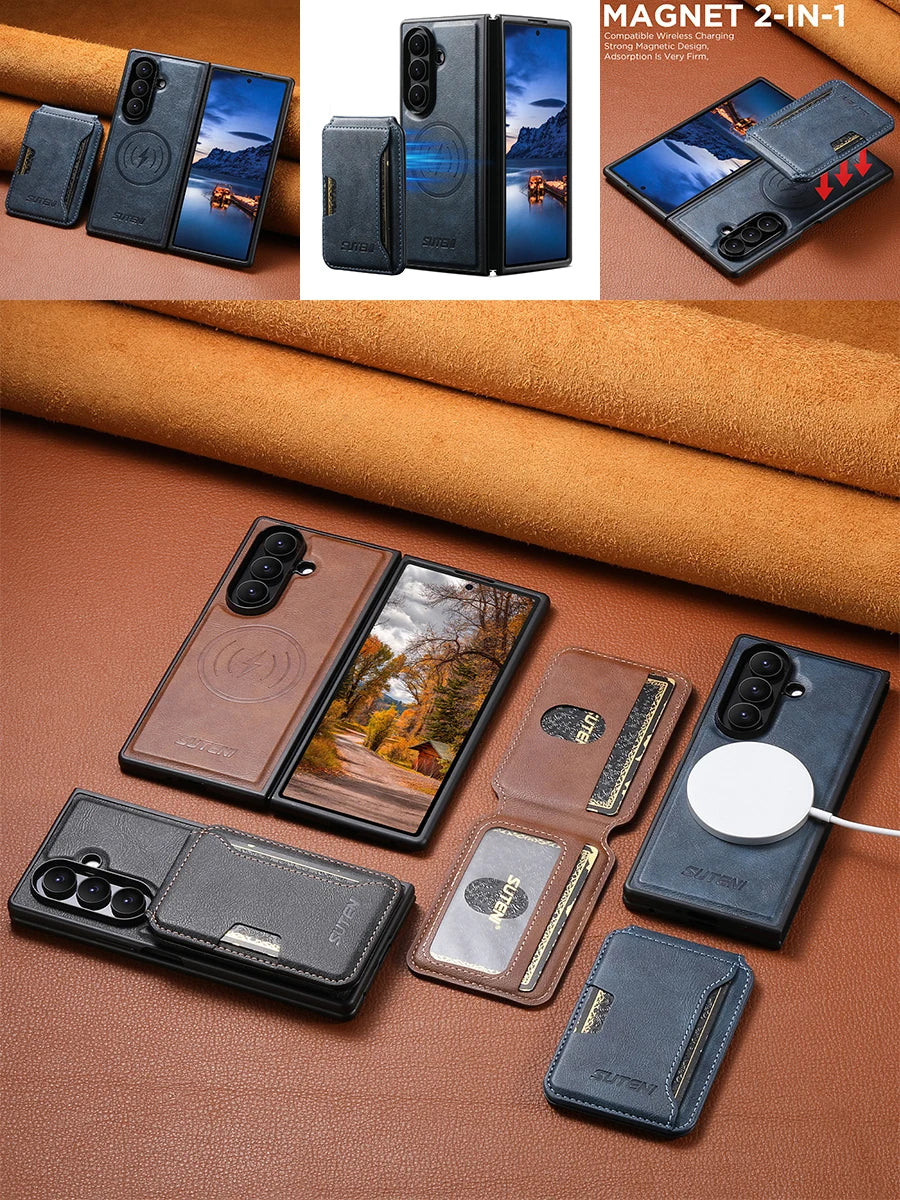 Luxury 2-in-1 Magnetic Leather Wallet Case with Card Slot for Galaxy Z Fold 7