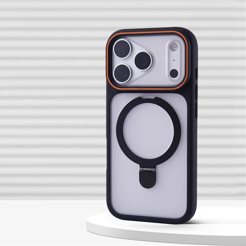 Shockproof Translucent MagSafe Kickstand Case with Raised Camera Ring for iPhone 18 Series