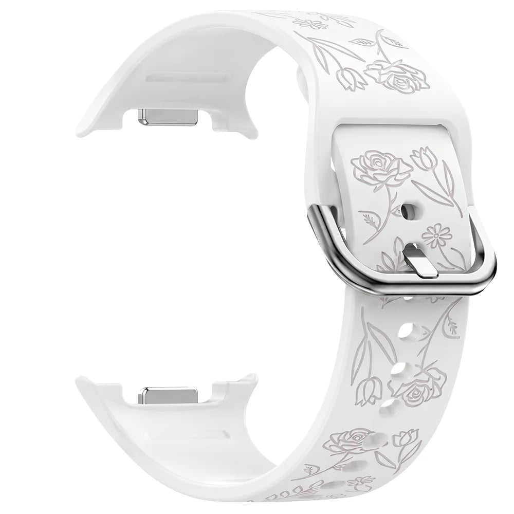 Floral Engraved Silicone Strap for Samsung Galaxy Watch 8 & Galaxy Watch 8 Classic