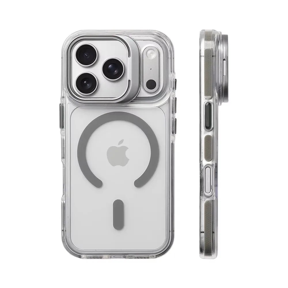 Shockproof Clear MagSafe Bumper Case with Lens Protection Stand for iPhone 17 Series