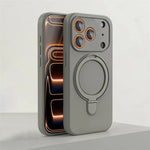 iPhone 17 Series Silicone MagSafe Case with Rotating Ring Holder Stand