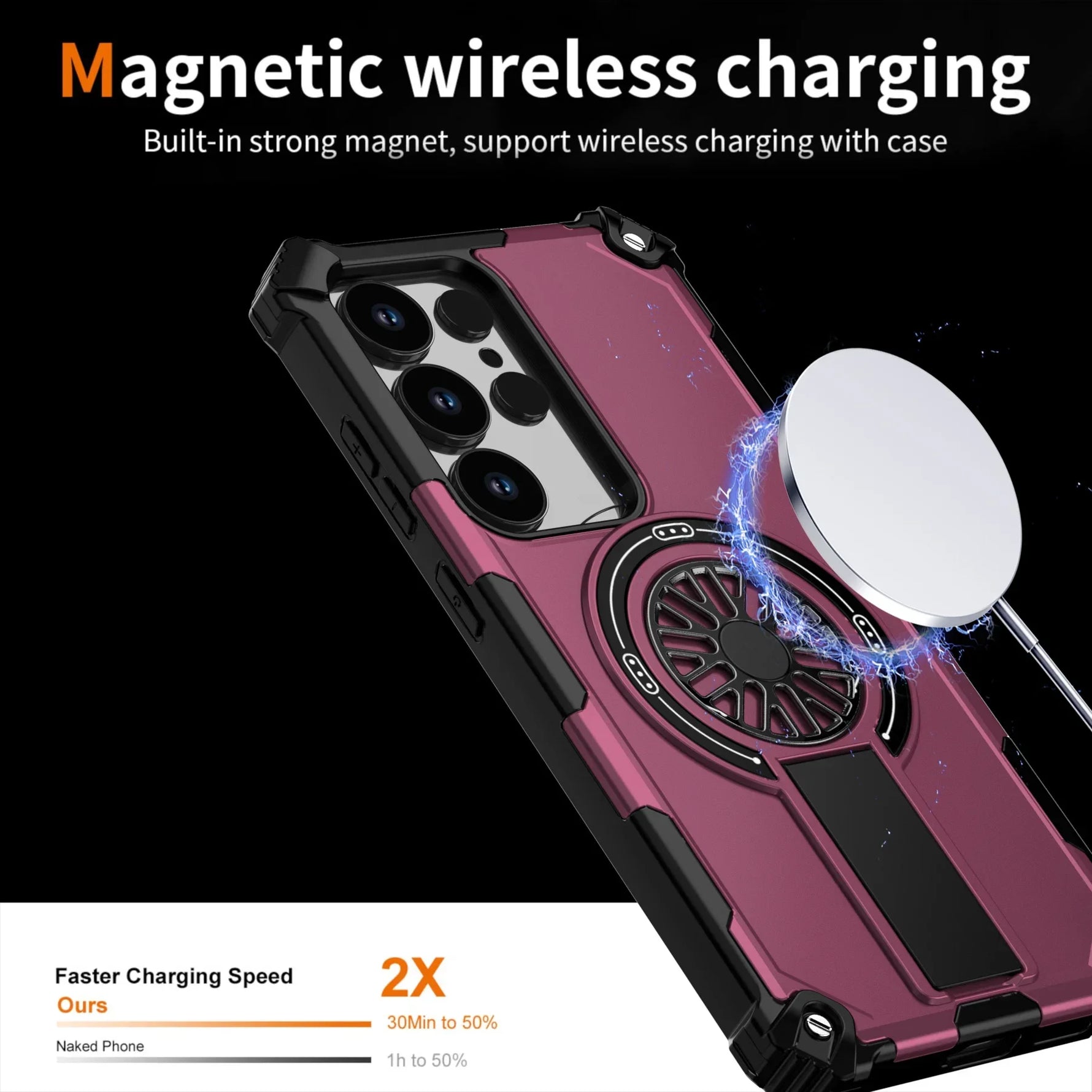 Heavy-Duty Shockproof Magnetic Case with Kickstand for Samsung Galaxy S25 Series