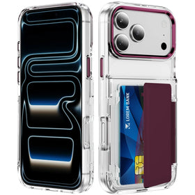 Clear Acrylic 2-Card Sliding Wallet Case with Raised Screen Protection for iPhone 17 Series