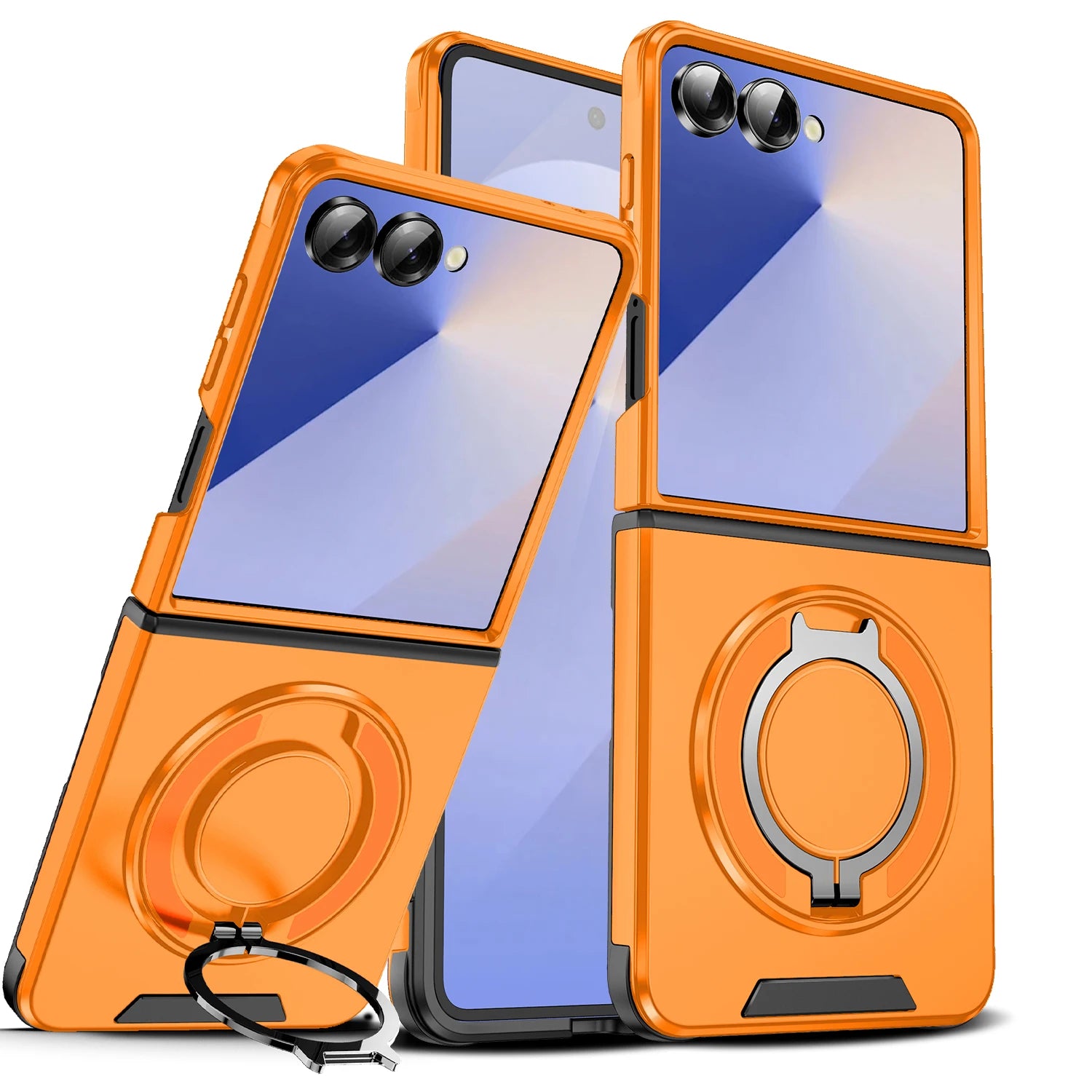 Samsung Galaxy Z Flip 7 Luxury Magnetic Charging Case with Ring Holder