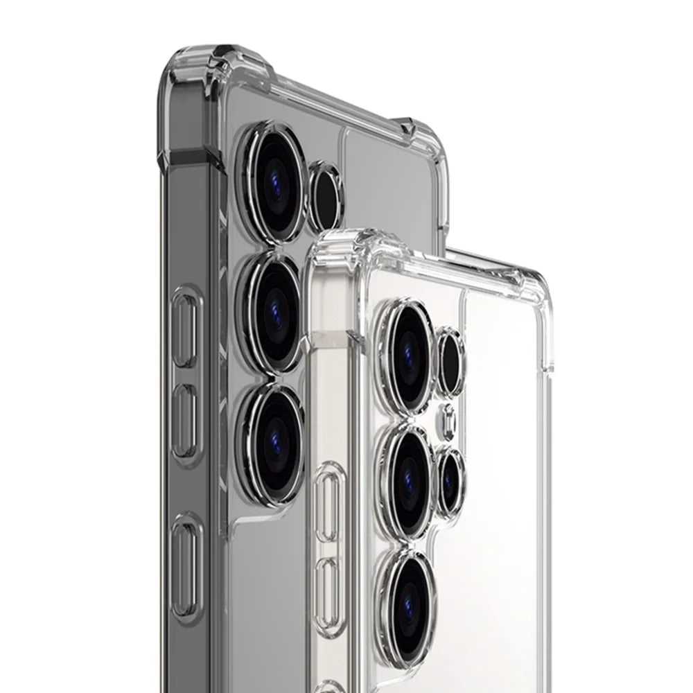 Samsung Galaxy S25 Ultra Transparent Shockproof Case with Rotating Bracket