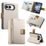 Vegan Leather 4-Card Kickstand Wallet Case with Zippered Coin Pocket for iPhone Duo