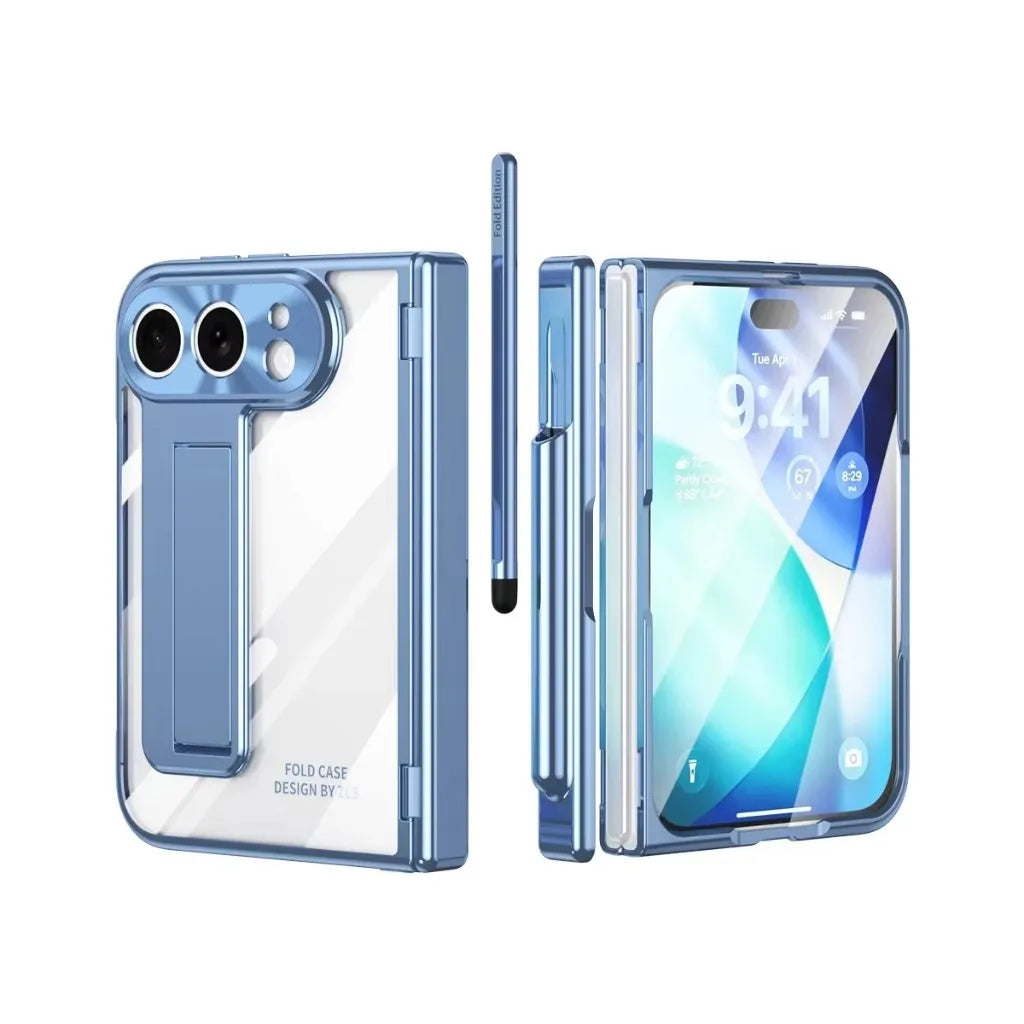 Clear Hinge Protection Case with Integrated Stylus Slot for iPhone Duo