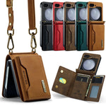 Crossbody Leather Wallet Case with Card Slots for Samsung Galaxy Z Flip 6