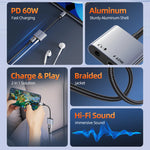 CABLETIME 2-in-1 USB-C to 3.5mm Headphone and Charger Adapter