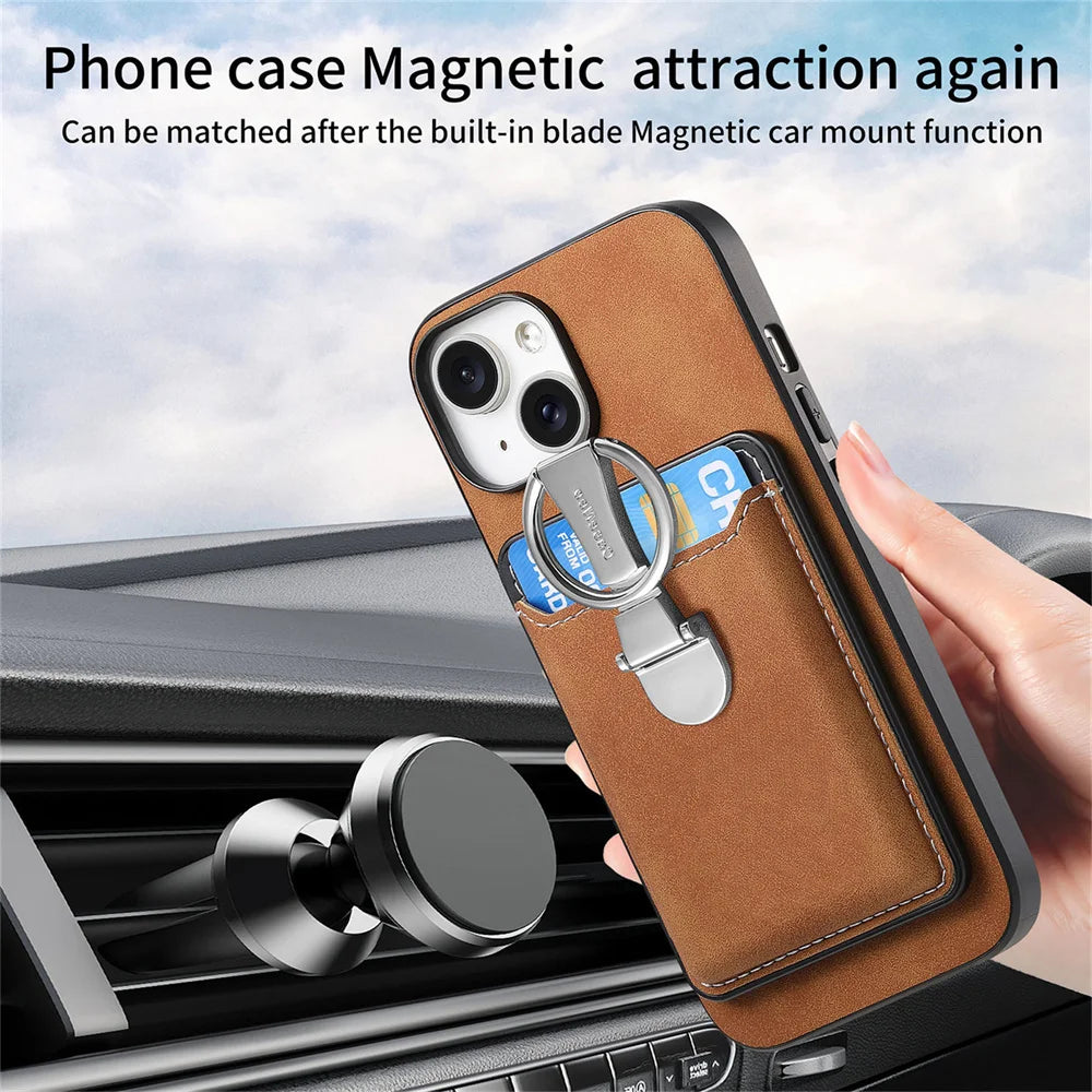 Detachable MagSafe Leather Wallet Case for iPhone 15 Series