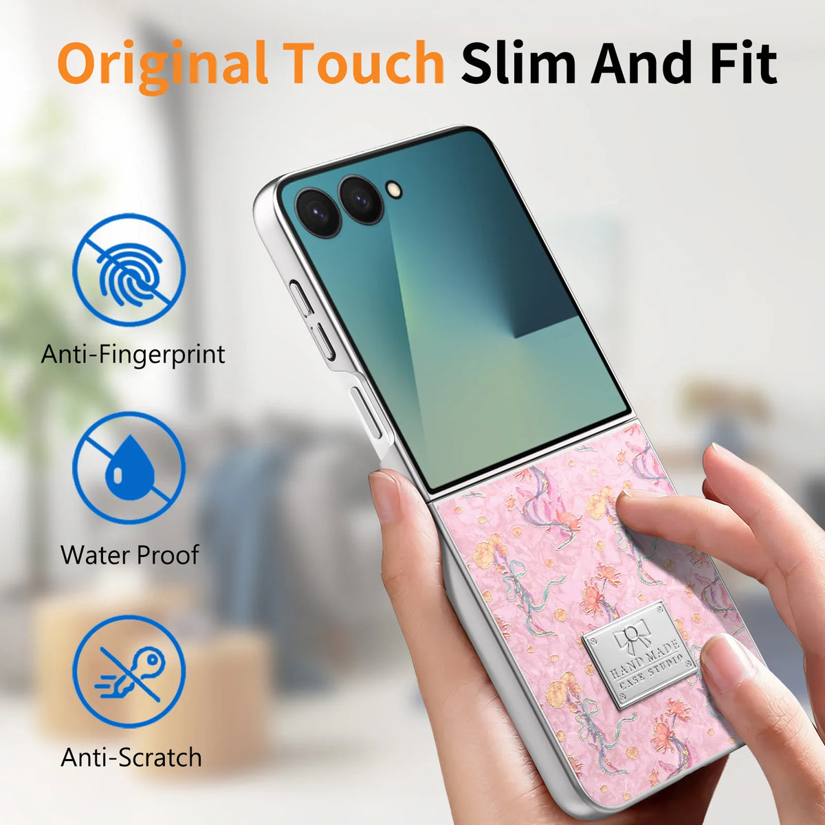Shockproof Embossed Leather Foldable Case for Samsung Galaxy Z Flip 7