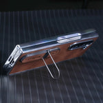 Seismic PC Shell Leather Textured Plating Case with Fingertip Holder for Samsung Galaxy Z Fold 6