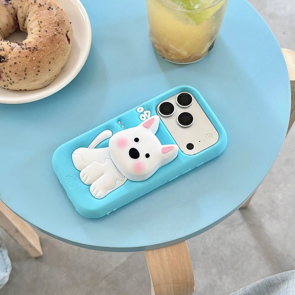 3D Puppy Cartoon Silicone Case with Hand Grip for iPhone 17 Series