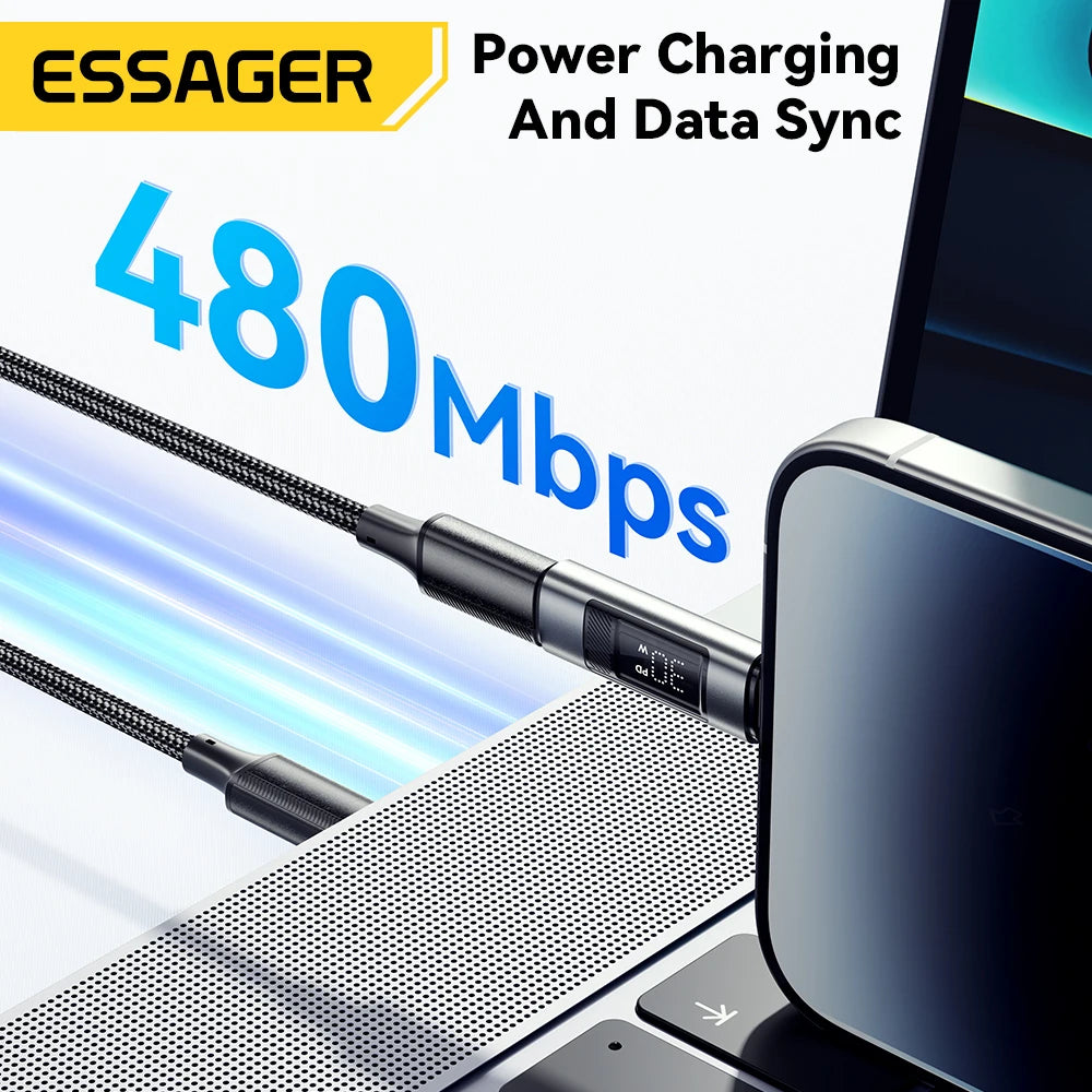 Essager 60W USB-C to USB-C OTG Adapter with Digital Display