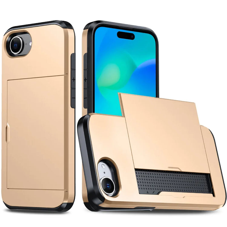Luxury Armor Slide Card Slot Wallet Case for iPhone 16e