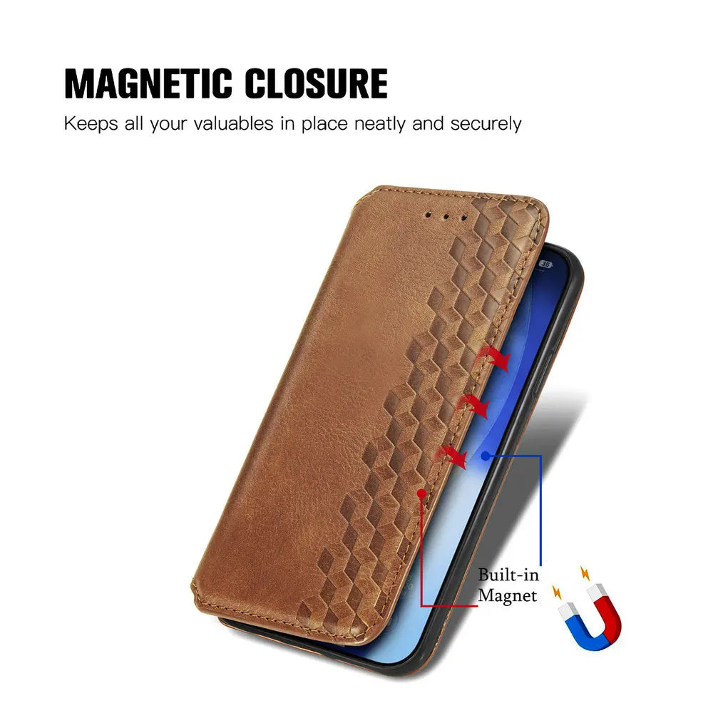 Premium Leather Flip Wallet Case for iPhone 17 Series