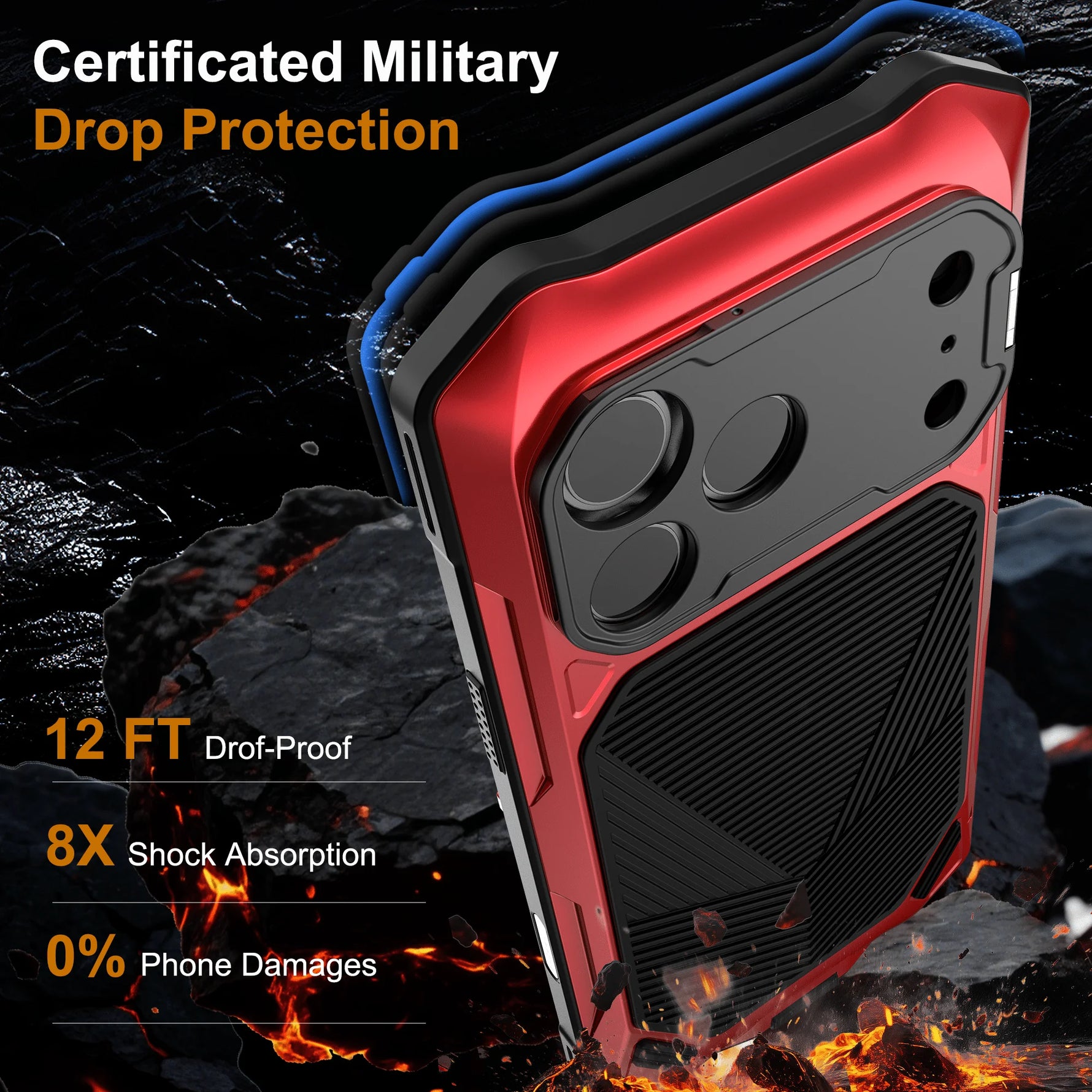 Metal Full-Body Case with Tempered Glass and Camera Stand for iPhone 17 Series