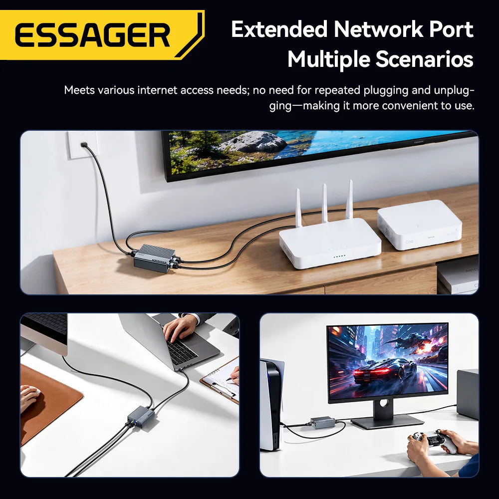 Essager 1-to-2 Gigabit Ethernet Splitter