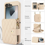 Premium Leather Crossbody Case with Card Holder & Wrist Strap for Samsung Galaxy Z Flip 6