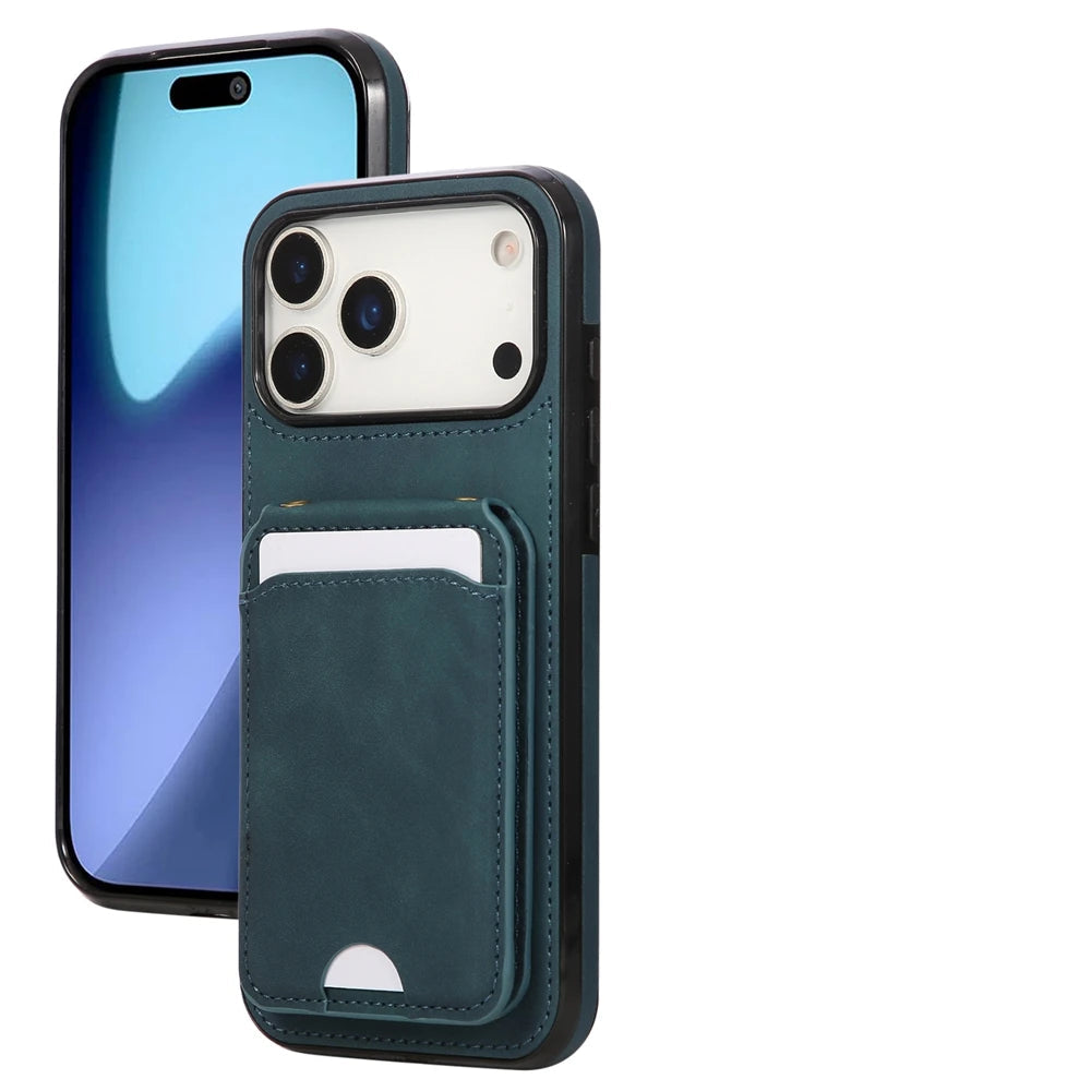 Premium Leather Phone Wallet Case with Lanyard and Stand for iPhone 17 Series