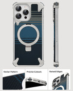 Carbon Fiber Textured Magnetic Case with Kickstand for iPhone 16 Pro and iPhone 16 Pro Max