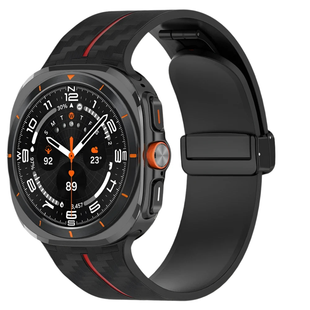 Silicone Carbon Fiber Strap with Magnetic Clasp for Samsung Galaxy Watch Ultra and Samsung Galaxy Watch Ultra (2025)
