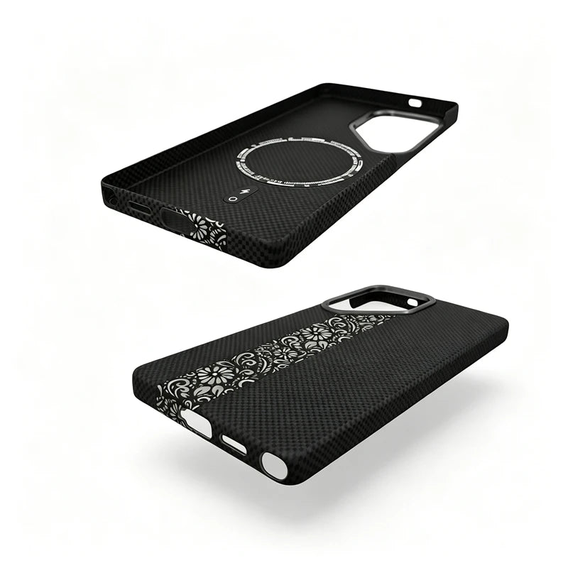 Carbon Fiber Matte Magnetic Case with Raised Lens Protection for Samsung Galaxy S24 Ultra