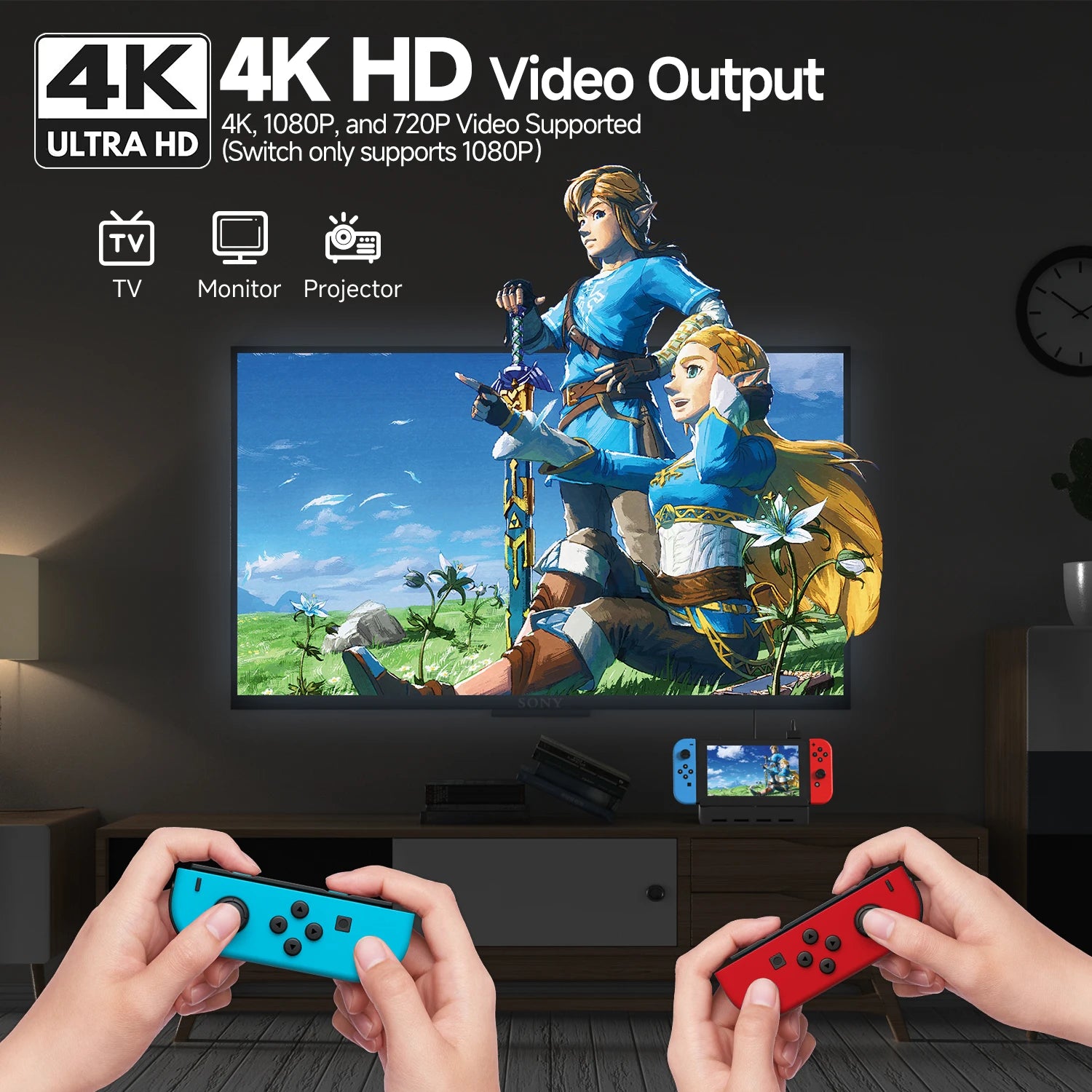 GOOJODOQ 8-in-1 Switch TV Docking Station with 4K HDMI Switch Adapter