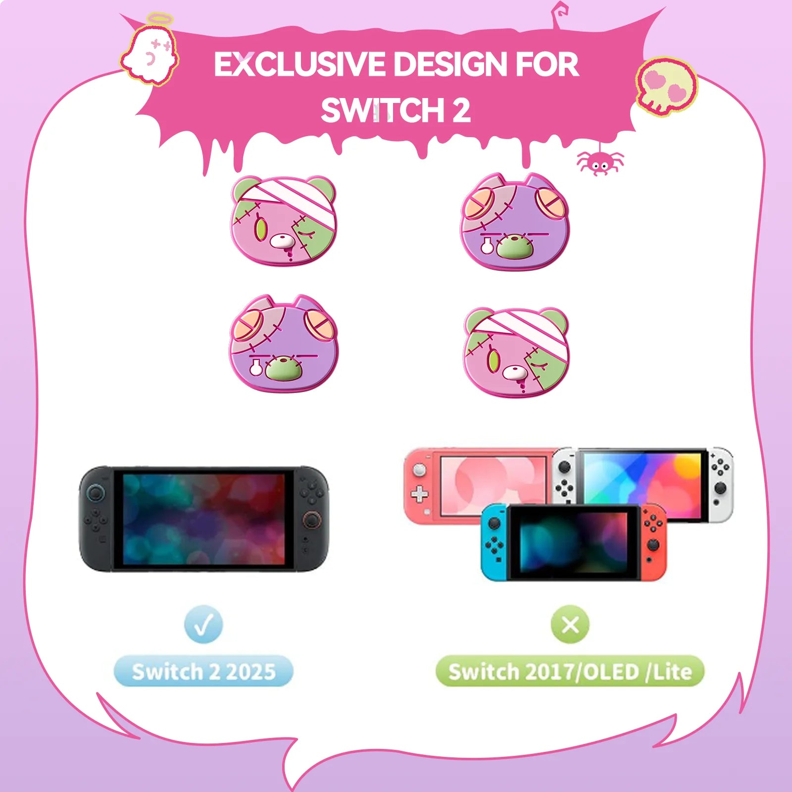 Cute Moe Doll Thumb Grip Caps for Nintendo Switch 2