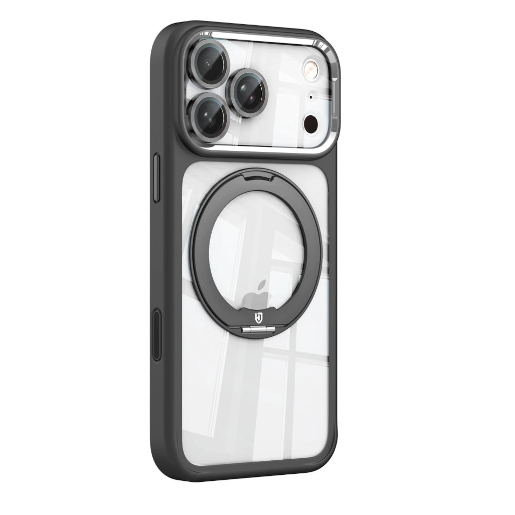 Clear MagSafe Case with Rotating Ring Stand and Removable Camera Protector for iPhone 17 Series