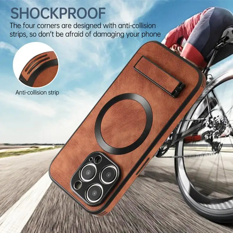 Matte PU Leather MagSafe Case for iPhone 16 Series