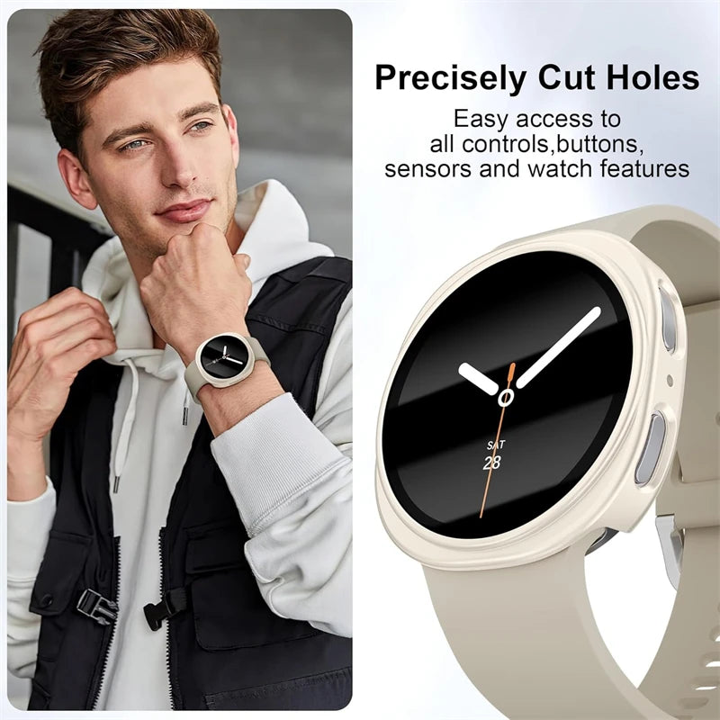 Shockproof PC Case with Tempered Glass Screen Protector for Samsung Galaxy Watch 8