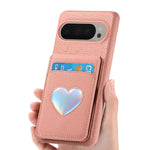 RFID Blocking Wallet Case with Makeup Mirror & Heart Design for Google Pixel 9 Series