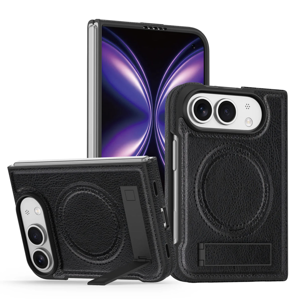 Leather Kickstand Case with MagSafe Alignment Ring for iPhone Duo
