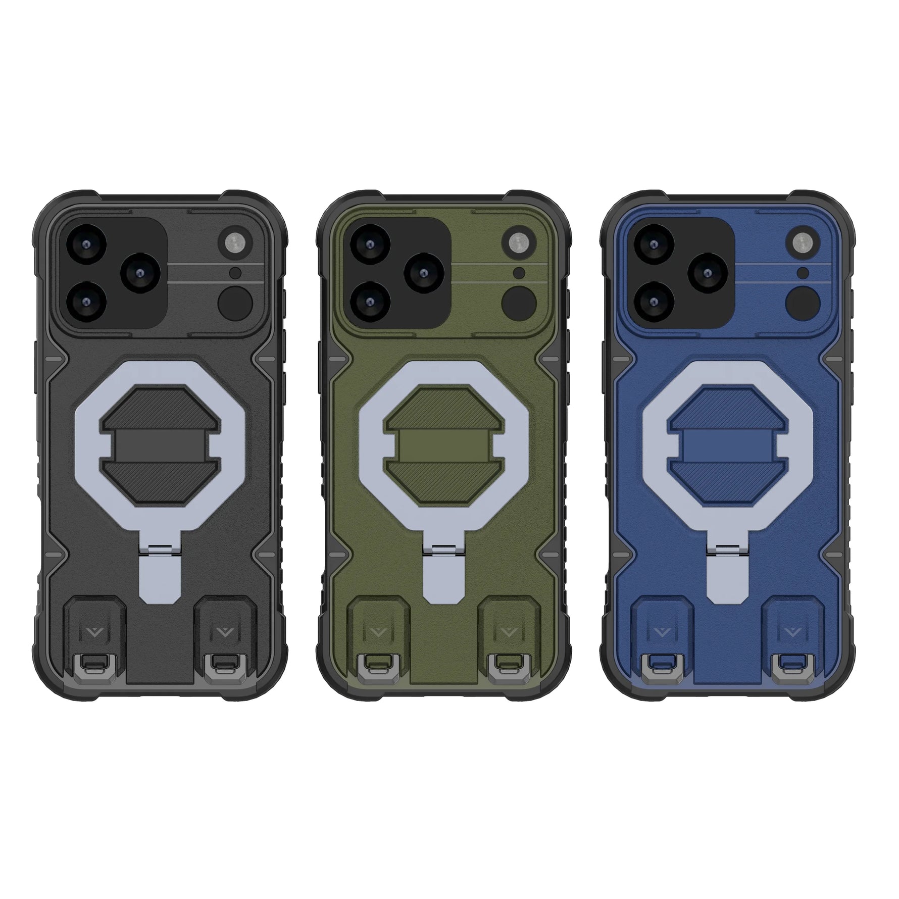 iPhone 17 Series Shockproof PC Case with 360° Stand