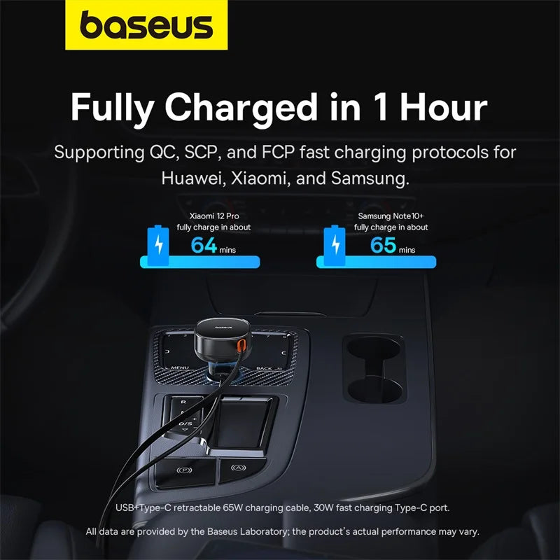 Baseus 60W PD Car Charger with Retractable Cable