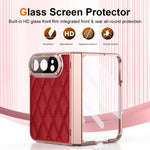 Quilted Leather Hinge Protection Case with Full-Perimeter Metal Frame for iPhone Duo