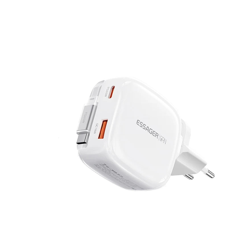 Essager 65W GaN Fast Charger with Retractable Type-C Cable