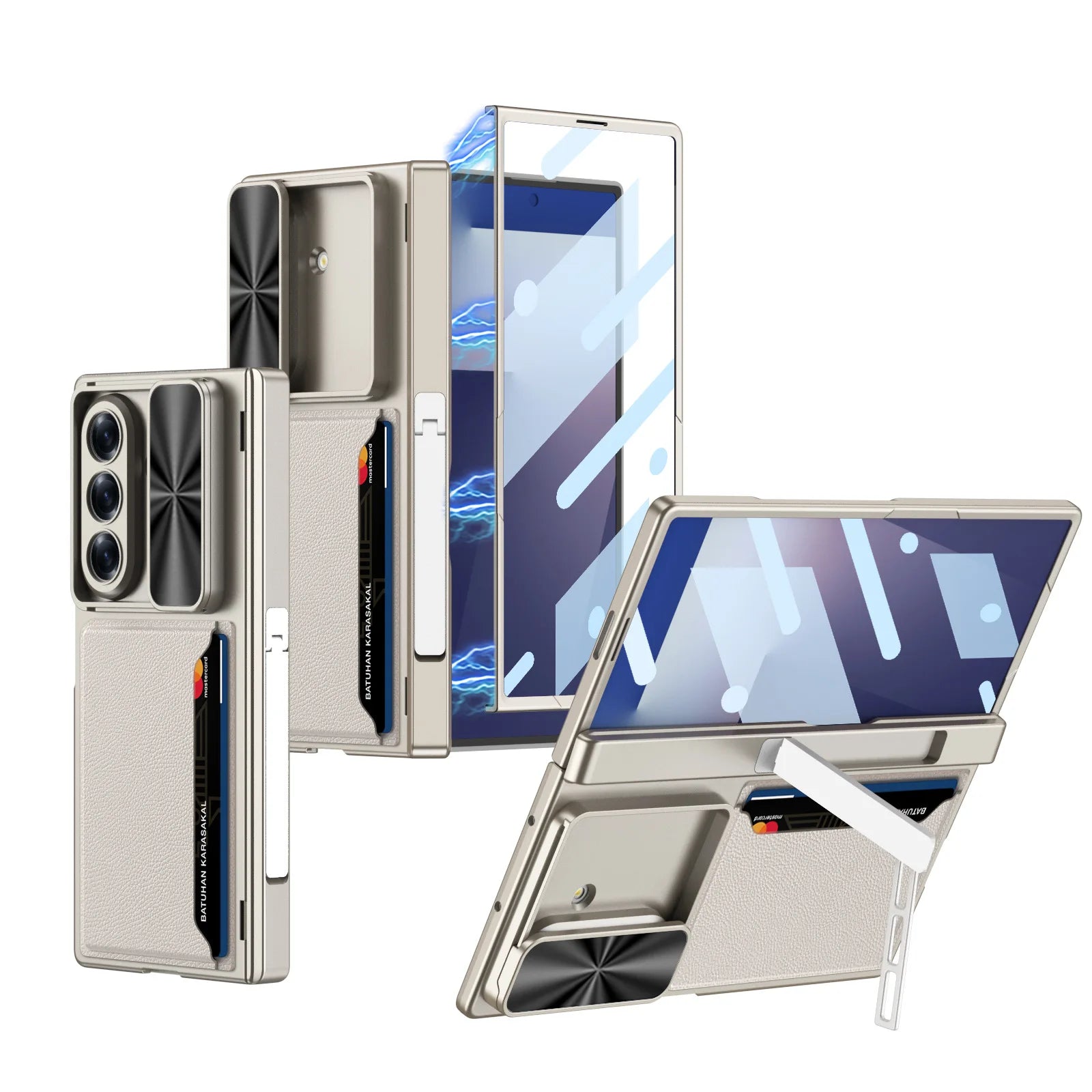 Shockproof Samsung Galaxy Z Fold 7 Case with Sliding Lens Cover & Folding Stand