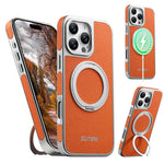Textured Quilted MagSafe Case with 360° Rotatable Ring Stand for iPhone 17 Series