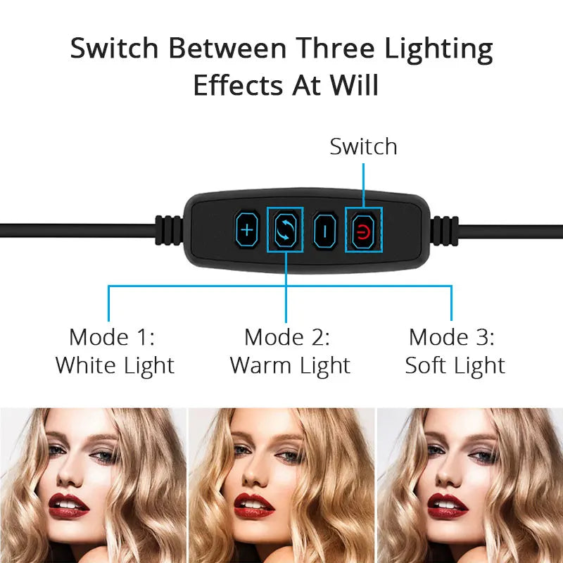 10-Inch LED Ring Light with Desk Tripod