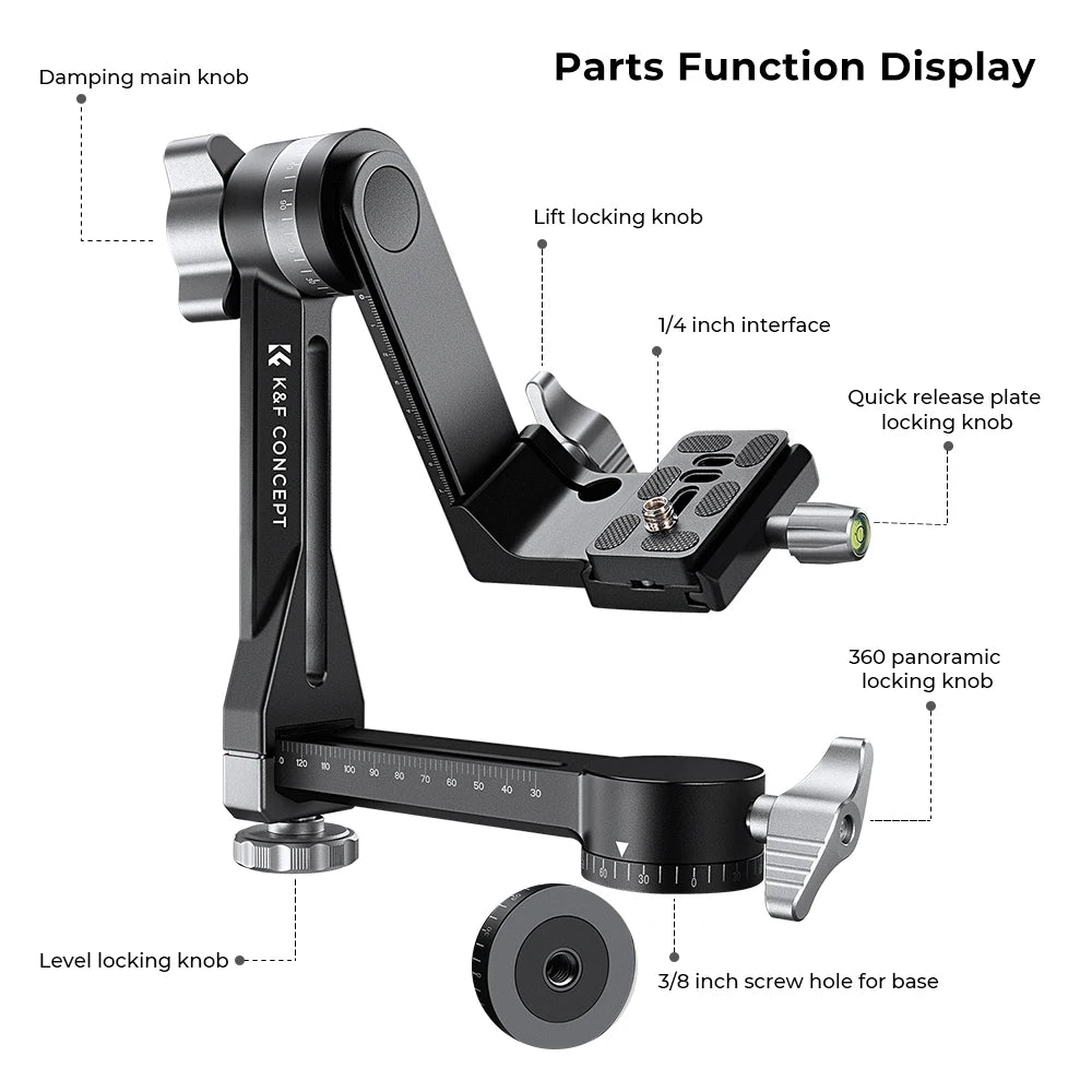 K&F Concept CNC Aluminum Gimbal Tripod Head