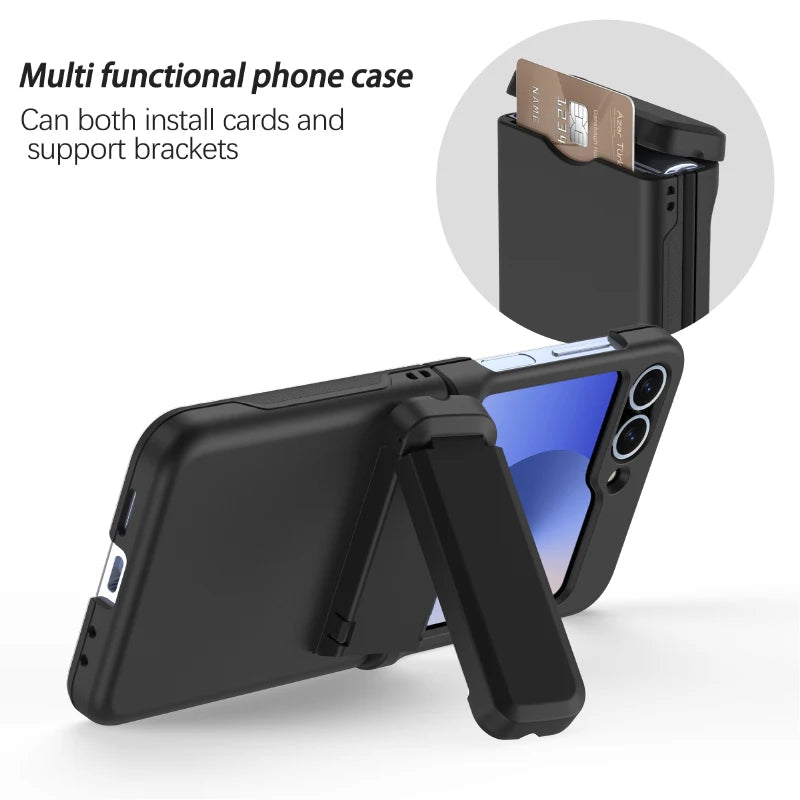 Shockproof Hard Shell Case with Magnetic Hinge Protection & Card Slot for Samsung Galaxy Z Flip 6